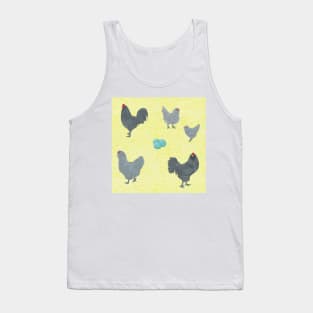 Blue Ameraucana Pattern Yellow Tank Top